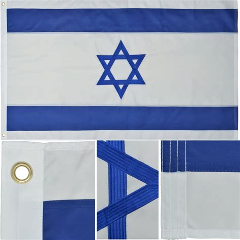 Israel Flag 3 X 5 Ft 210d Nylon Premium Outdoor Embroidered Israeli