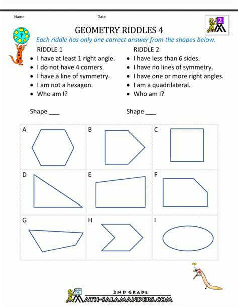 Geometry Worksheet For Second Grade