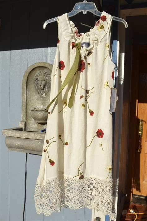 Lucky Penny Wear Linen Summer Dress With Vintage Crochet Trim Summer
