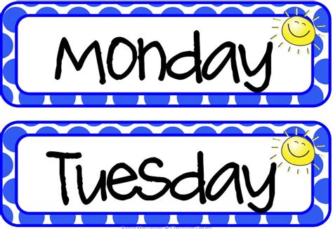 Days Of The Week Clipart Printable Clip Art Library