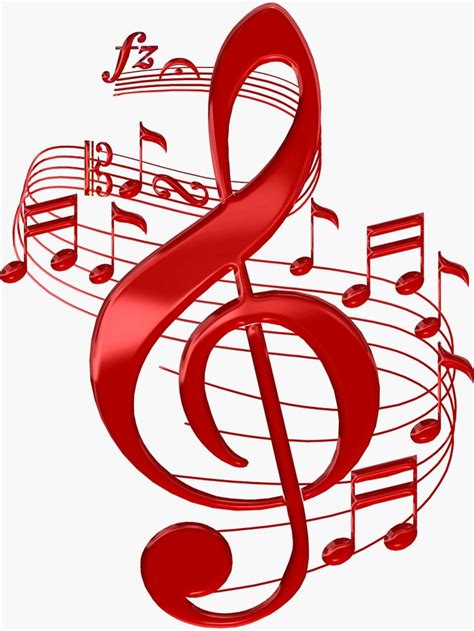 In this clipart you can download free. 'Red Treble Clef With Flowing Music Notes' Sticker by ...