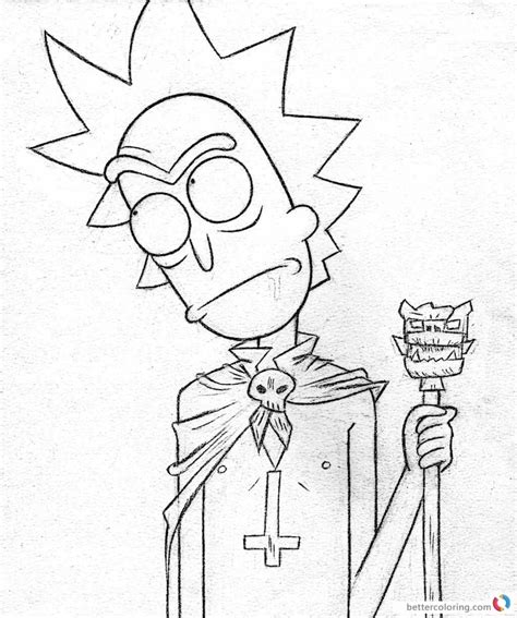 Rick Niccals From Rick And Morty Coloring Pages Free Within Rick And