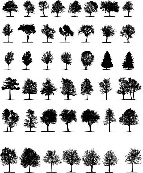 A Variety Of Trees Silhouette Vector Free Vector 4vector