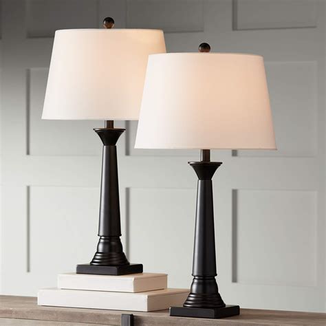 Dolbey Bronze Tapered Column Table Lamp Set Of 2 8m459 Lamps Plus