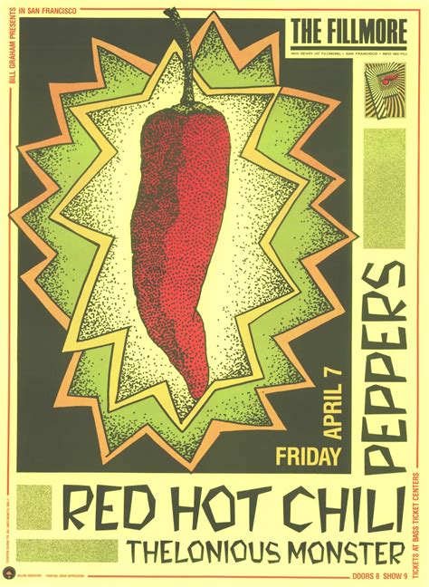 Red Hot Chili Peppers Vintage Concert Poster From Fillmore Auditorium