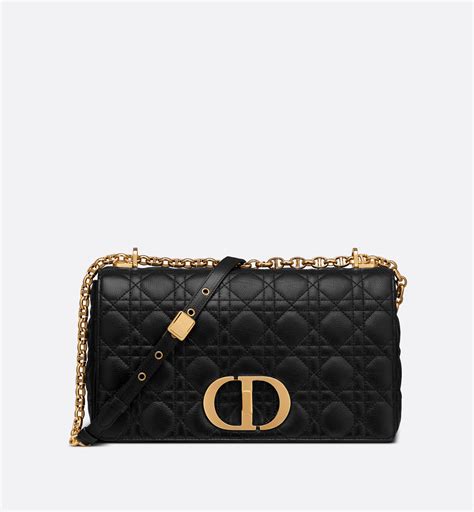 Large Dior Caro Bag Black Supple Cannage Calfskin Dior