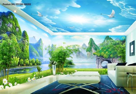 3d Guilin Mountain River Sunny Day Entire Living Room Wallpaper Wall