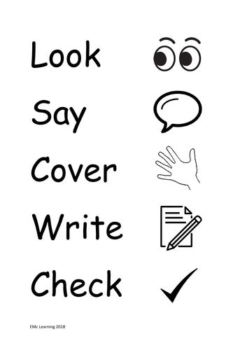 Look Say Cover Write Check Poster Teaching Resources