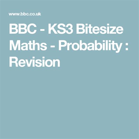 Bbc Ks3 Bitesize Maths Probability Revision Ks3 Ks3 Maths Math