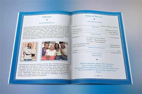 Blue Diamond Funeral Program Photoshop Template By Godserv Designs