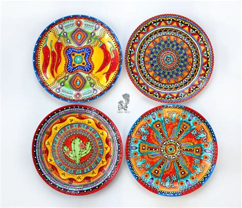 Mexican Set Of 4 Decorative Plates Mexico Plates Wall Etsy
