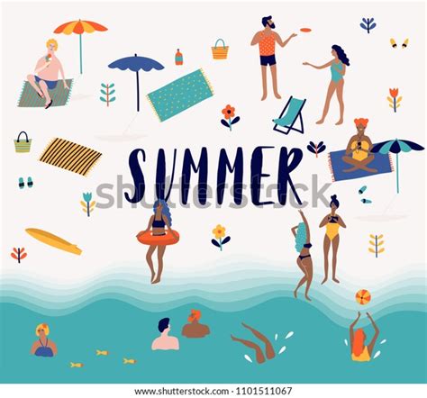 Summer Beach Cartoon Vector Illustration Stock Vector Royalty Free