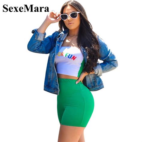Anjamanor Letter Print Sexy Two Piece Set Crop Top And Short Pants Summer 2 Piece Outfits For