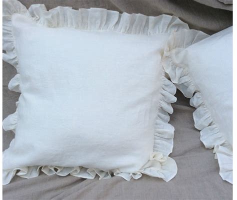 White Ruffled Pillow Covers Handcrafted By