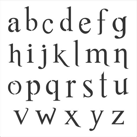 Romantic Font Lowercase 6 Tall Lettering Stencil Set
