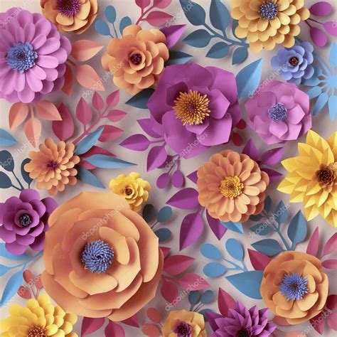 Digital Flower Wallpaper 3d Render Digital Illustration Abstract