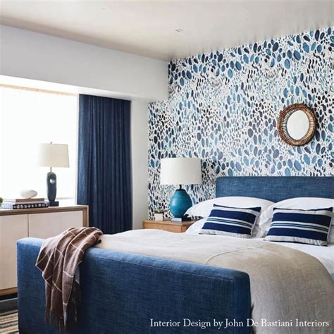 Blooms Wallpaper In Navy In 2020 Bedroom Wallpaper Accent Wall Blue