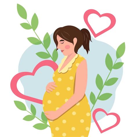 Premium Vector Happy Pregnancy And Waiting Process Pregnant Woman In A Yellow Dress