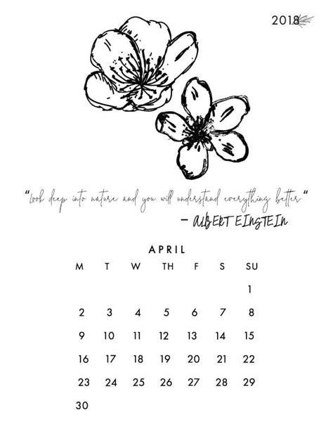 Printable April Desk Calendar