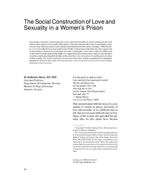 pdf the social construction of love and sexuality in a women s prison katherine maeve