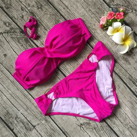 New Bikini 2017 Push Up Bikinis Set Women Swimwear Brazilian Sexy Patch Female Halter Bandage