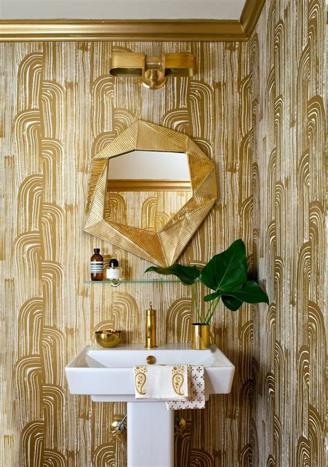 Powder Room Wallpaper Ideas Powder Room Wallpaper Gold Bathroom