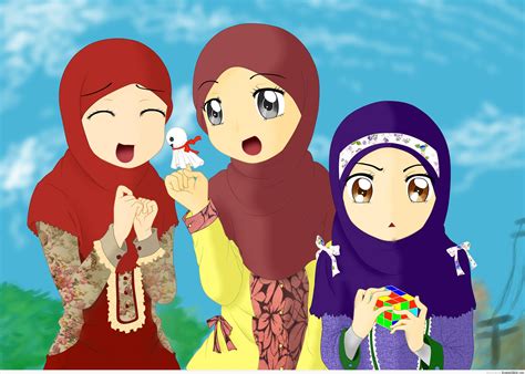 Three Muslim Girls Manga And Anime Style Drawing Drawings Of Female