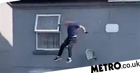 Watch Man Jumps From Roof To Escape Police And It Does Not End Well