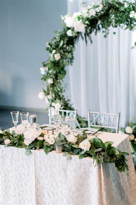 Sweetheart Table Floral Garland With Flower Ring Backdrop At Muse Event