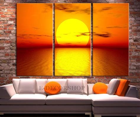 Red Sun And Sunset On Sea Canvas Art Prints For Wall By Edecorshop