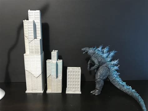 3d Printed Some Buildings For My Godzilla Figures Repainted 7 Neca