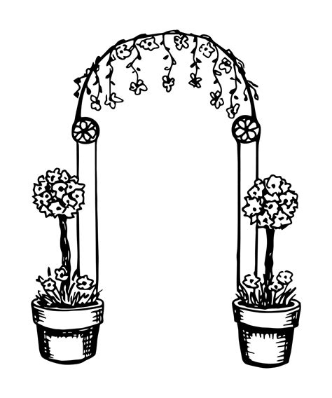 Flower Arch With Columns Vases Of Flowers Festive Wedding Gate