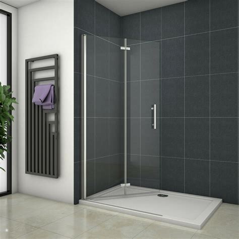 walk in wet room shower enclosure pivot bifold glass door screen 1850mm height ebay