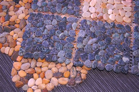 Pebble Stone With Mesh Backing Pebble Stone Tiles Mosaic Flooring Mesh