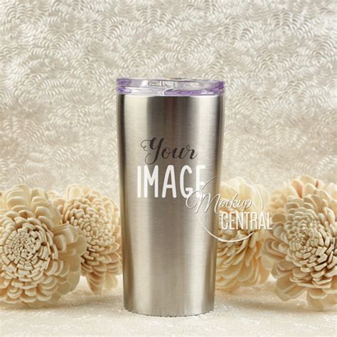 blank stainless steel insulated tumbler cup mockup flower etsy