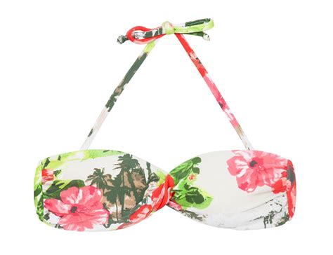 Pink And Green Twisted Bandeau Bikini Top With Padding Soutien
