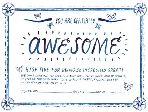 Printable Certificate Of Awesomeness