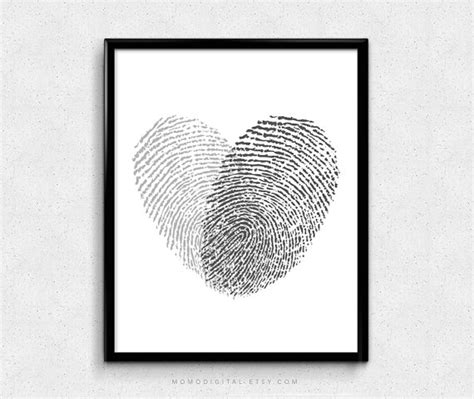 Black Heart Fingerprints Love Anniversary T Minimalist Etsy