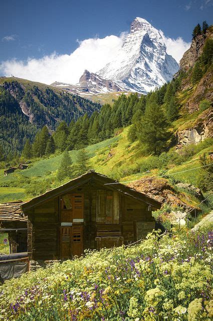 Iconic Matterhorn Seen From A Mountain Hut In Zermatt Switzerland By