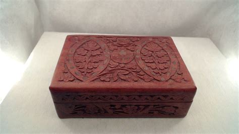 Vintage Wood Trinket Box Hand Carved Used For Jewelry Trinkets