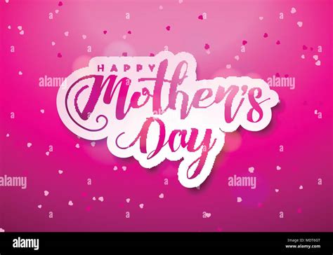 Happy Mothers Day Greeting Card With Hearth And Typographic Design On Pink Background Vector