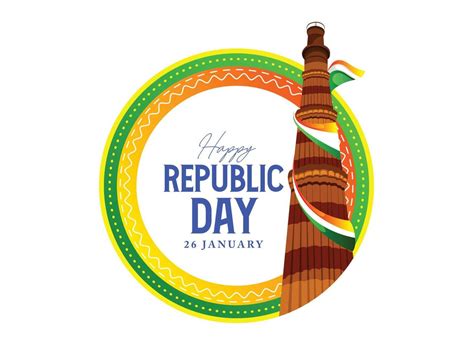 26 January With Flag Art Indian Celebration Happy Republic Day India