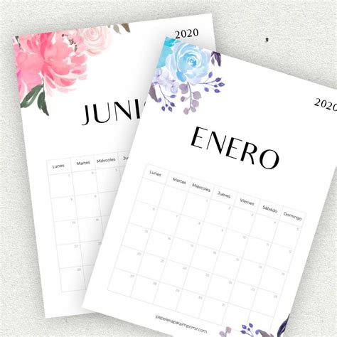 Calendario Para Imprimir 2020 Diseño Bonito Con Flores Para Descargar