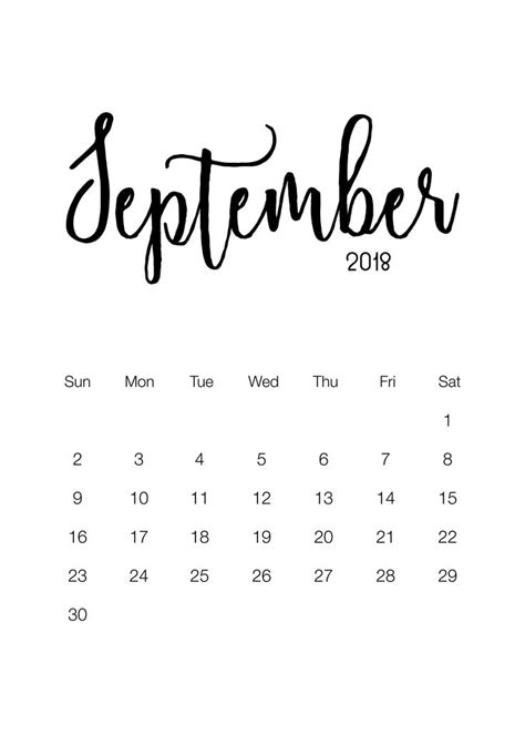 A Black And White Calendar With The Word September Written In Cursive