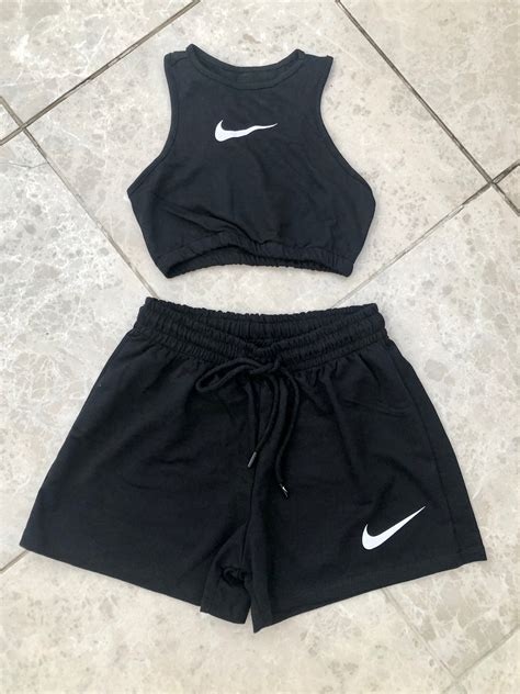 Nike Shorts Set Crop Top And Shorts Set Two Pieces Nike Set Etsy