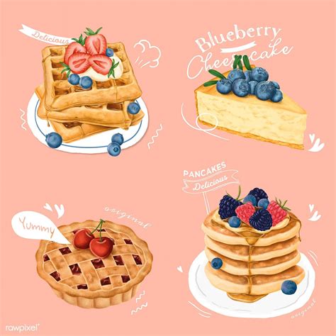 Hand Drawn Dessert Collection Vector Free Image By