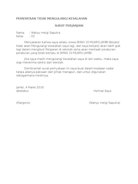 Seperti apa contoh surat pernyataan yang benar? Contoh Surat Pernyataan Bahwa Tidak Akan Mengulangi ...