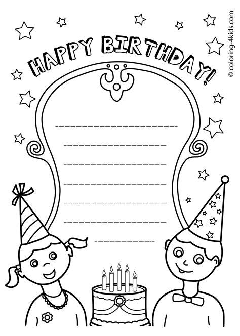 Happy Birthday Card Printable Coloring Printable World Holiday