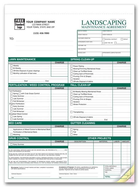 Free Printable Lawn Service Contract Form Generic Sample Printable