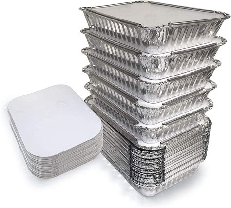 Pa Disposable Aluminium Silver Foil Containers With Lid For Food
